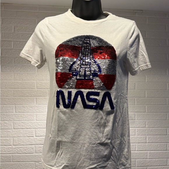 White Sequin NASA Logo Tee - Picture 1 of 4